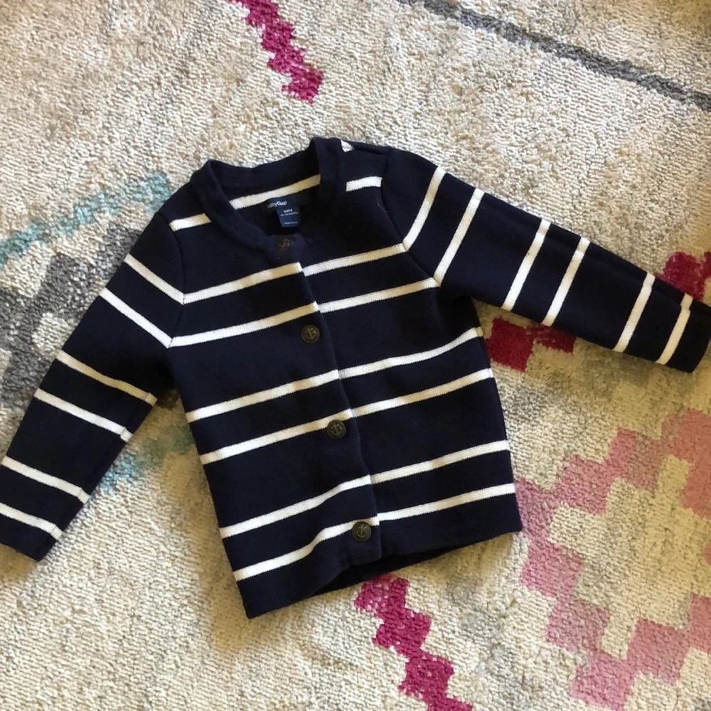 BabyGap Navy Blue & White Baby Girl Sweater Size 12-18 Months